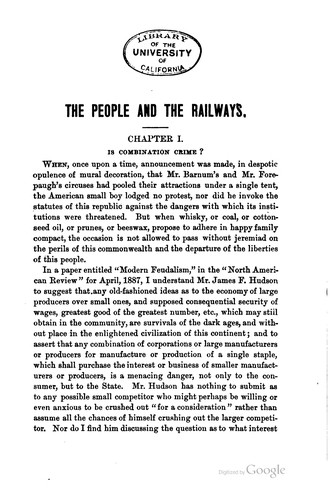 Cover for The People and the Railways: A Popular Discussion of the Railway Problem in ...