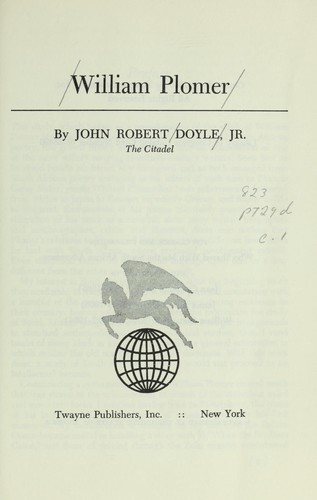 Cover for William Plomer.
