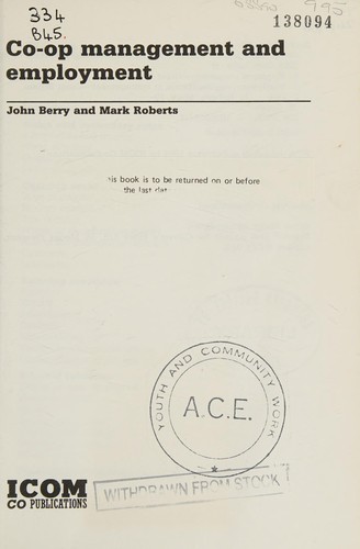 Cover for Co-op Management and Employment (Running a Workers Co-op)