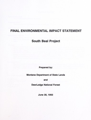 Cover for Final environmental impact statement