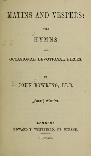 Cover for Matins and vespers