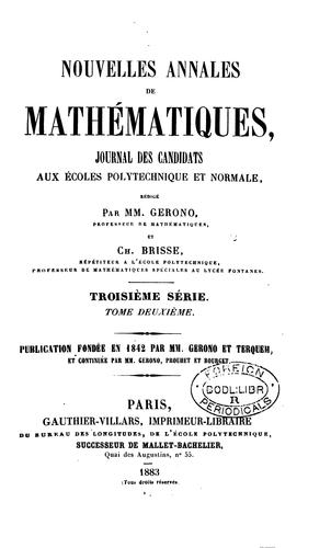 Cover for nouveelles annales de mathematiques