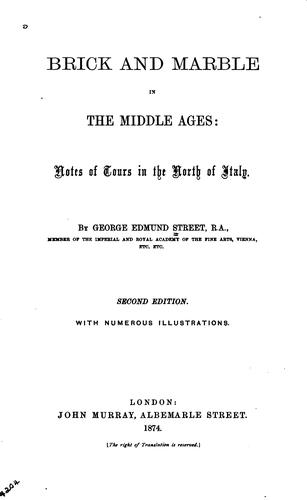 Cover for Brick and marble in the middle ages