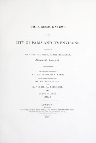 Cover for Picturesque views of the city of Paris and its environs