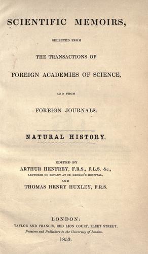 Cover for Scientific memoirs