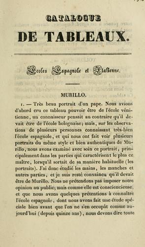 Cover for Tableaux des écoles Espagnole, Italienne, Hollandaise, Flamande et Française, d'objets d'art et de curiosités