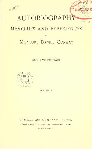 Cover for Autobiography, memories and experiences of Moncure Daniel Conway