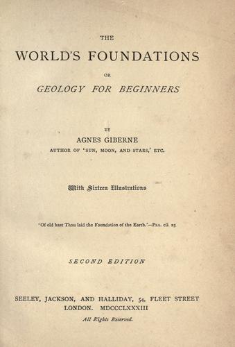 Cover for world's foundations; or, Geology for beginners