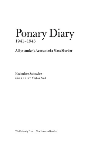 Cover for Ponary diary, 1941-1943
