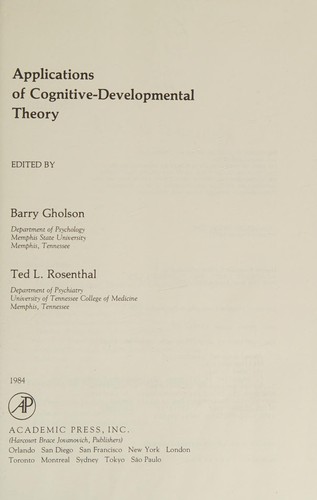 Cover for Applications of cognitive-developmental theory
