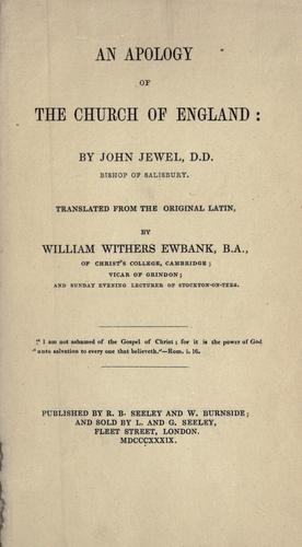 Cover for An apology of the Church of England