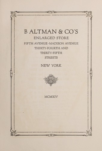 Cover for B. Altman & Co's enlarged store