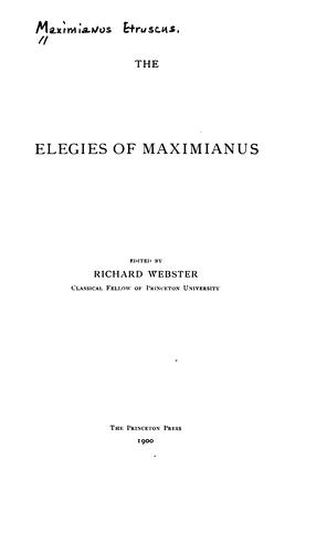 Cover for elegies of Maximianus