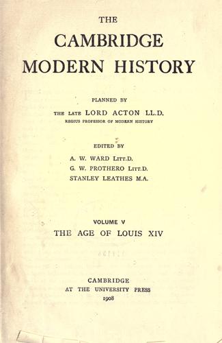 Cover for The Cambridge modern history