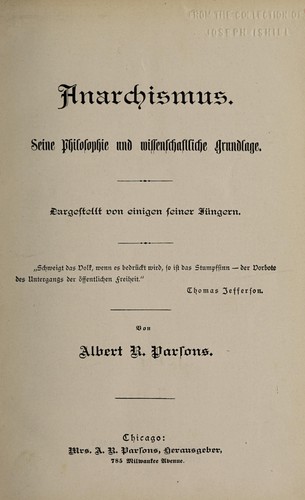 Cover for Anarchismus