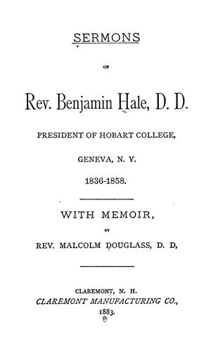 Cover for Sermons of Rev. Benjamin Hale, D.D., president of Hobart College