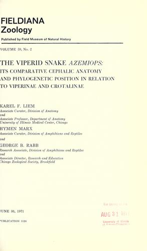 Cover for The viperid snake Azemiops
