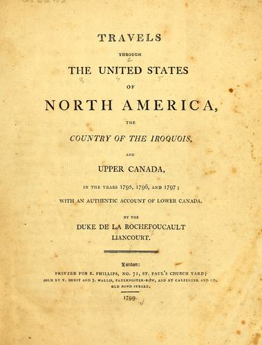 Cover for Travels through the United States of North America