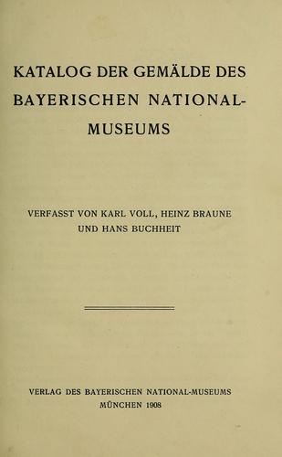 Cover for Katalog der Gemälde des Bayerischen National-Museums