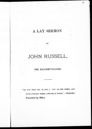 Cover for A lay sermon