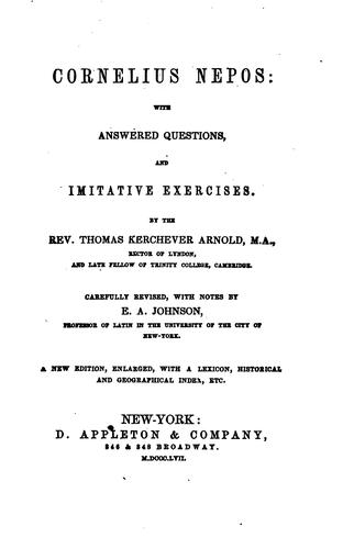 Cover for Cornelius Nepos: With Answered Questions, and Imitative Exercises