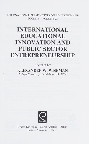 Cover for International Educational Innovation and Public Sector Entrepreneurship