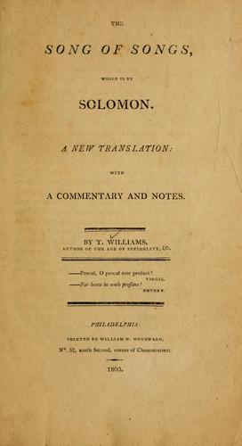 Cover for The Song of songs, which is by Solomon