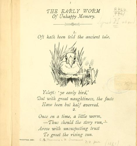 Cover for The early worm of unhappy memory