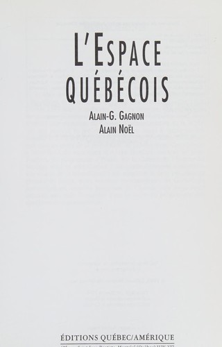 Cover for L 'espace québécois