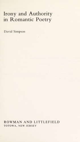 Cover for Irony and authority in romantic poetry