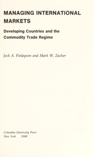 Cover for Managing international markets