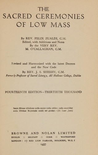 Cover for The sacred ceremonies of low mass