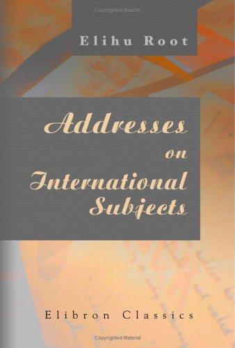 Cover for Addresses on International Subjects