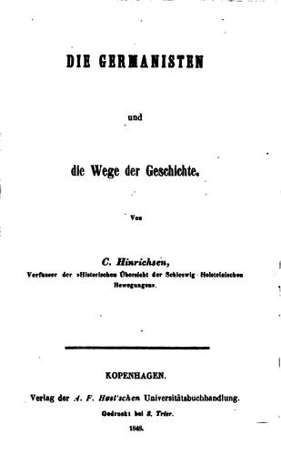 Cover for Die Germanisten und die Wege der Geschichte, von C. Hinrichsen