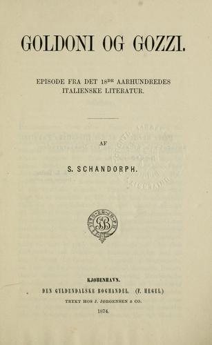Cover for Goldoni og Gozzi