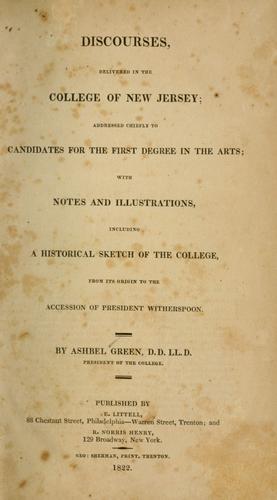 Cover for Discourses delivered in the College of New Jersey