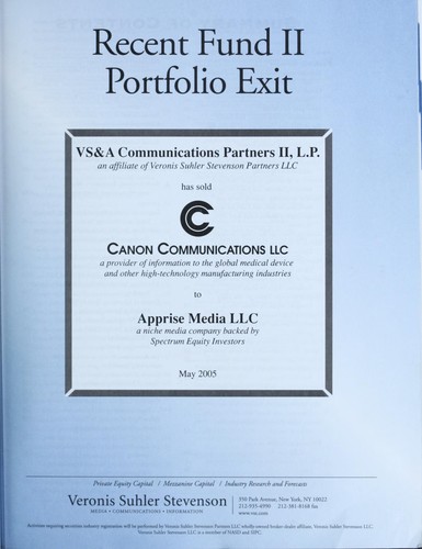Cover for 2005 Veronis Suhler Stevenson Communications Industry Forecast