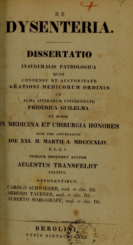 Cover for De dysenteria