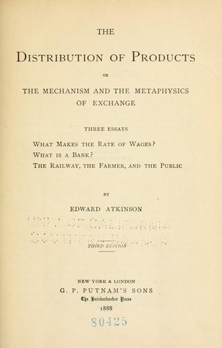 Cover for The distribution of products