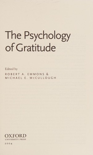 Cover for The psychology of gratitude