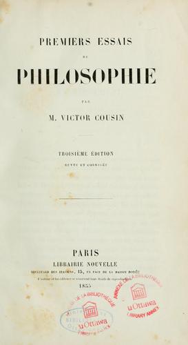Cover for Premiers essais de philosophie