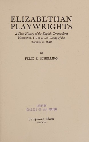 Cover for Elizabethan playwrights