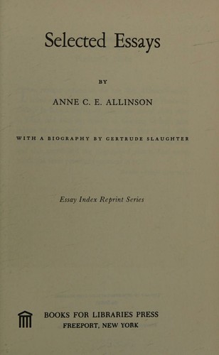 Cover for Selected essays.