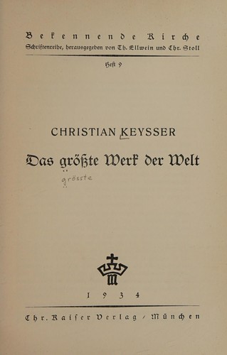 Cover for Das grösste Werk der Welt