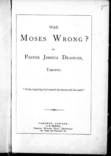 Cover for Was Moses wrong?
