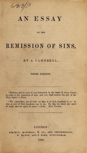 Cover for An essay on the remission of sins