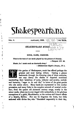 Cover for Shakespeariana