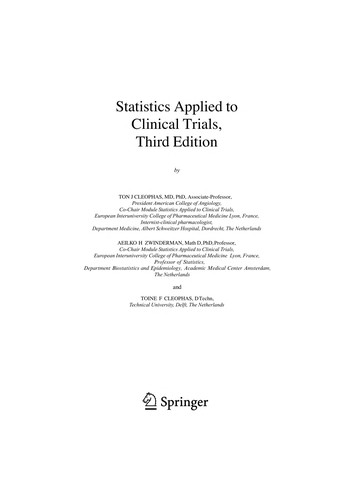 Cover for Statistics applied to clinical trials