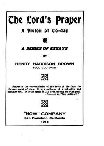 Cover for The Lord's Prayer: A Vision of To-day, a Series of Essays