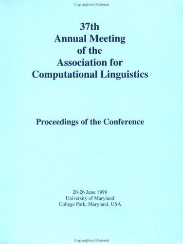 Cover for ACL'99 37th Annual Meeting of the Association for Computational Linguistics